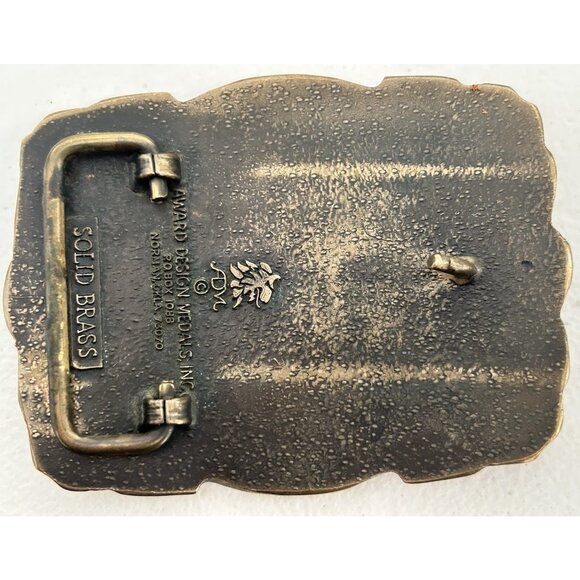 Vintage ADM Award Design Metals Inc Solid Brass Buckle Great Seal State of Ok - Picture 4 of 5